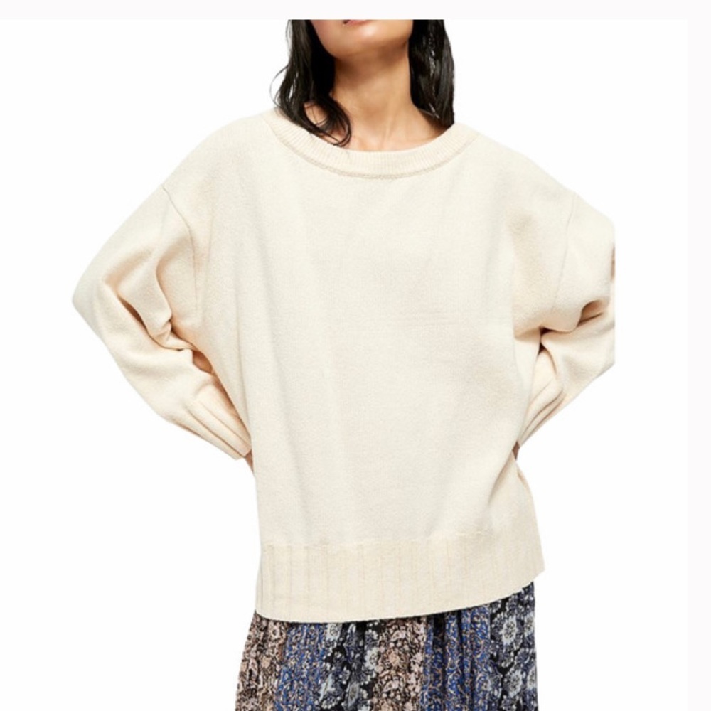 Free People Street Fair Tunic Sweater Ivory Combo - Picture 2 of 13